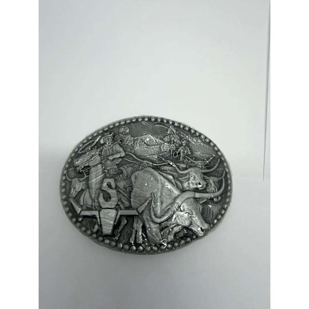 Western Cowboy Cattle Drive Belt Buckle Sheplers Vtg Award Design Medals .XTT794